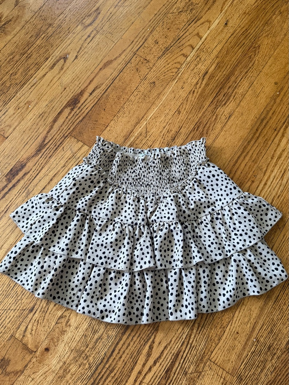 Blue Rain - White with Black Polka Dot Tiered Ruffle Skirt